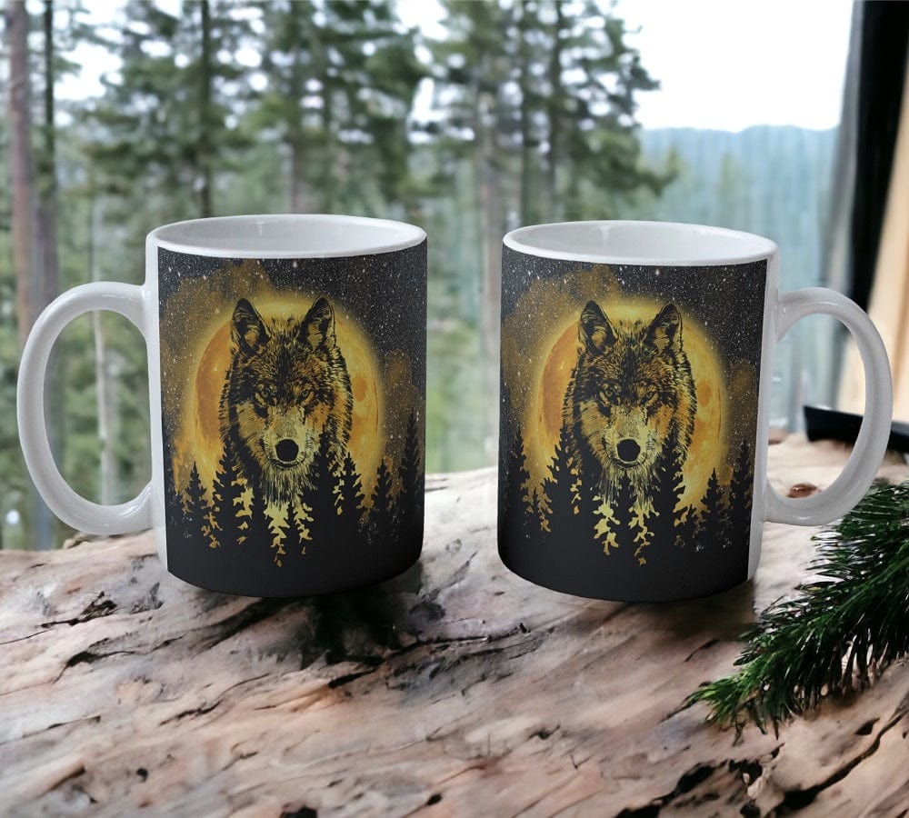 'Full Moon Wolf' Art Design Mug - Laser Design Creations