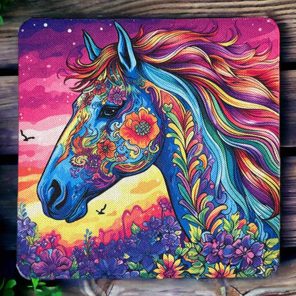 'Boho’ Style Horse Design - Neoprene Coaster - Laser Design Creations