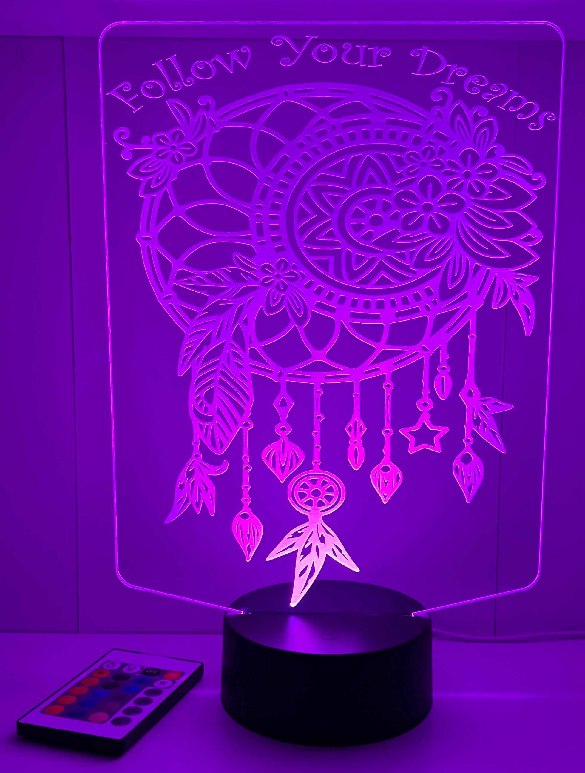 Dream Catcher - Acrylic RGB LED Sign / Lamp - Laser Design Creations