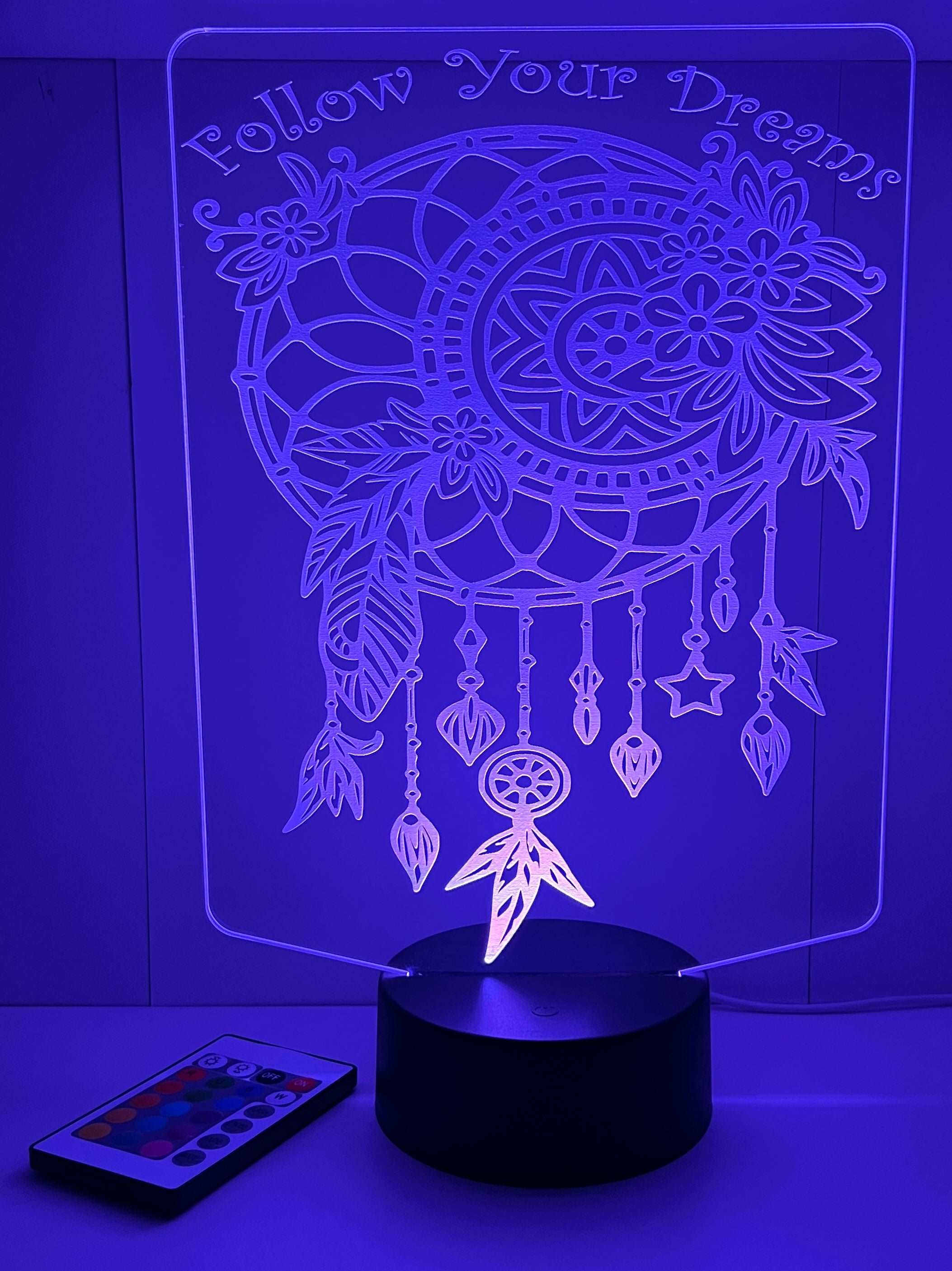 Dream Catcher - Acrylic RGB LED Sign / Lamp - Laser Design Creations