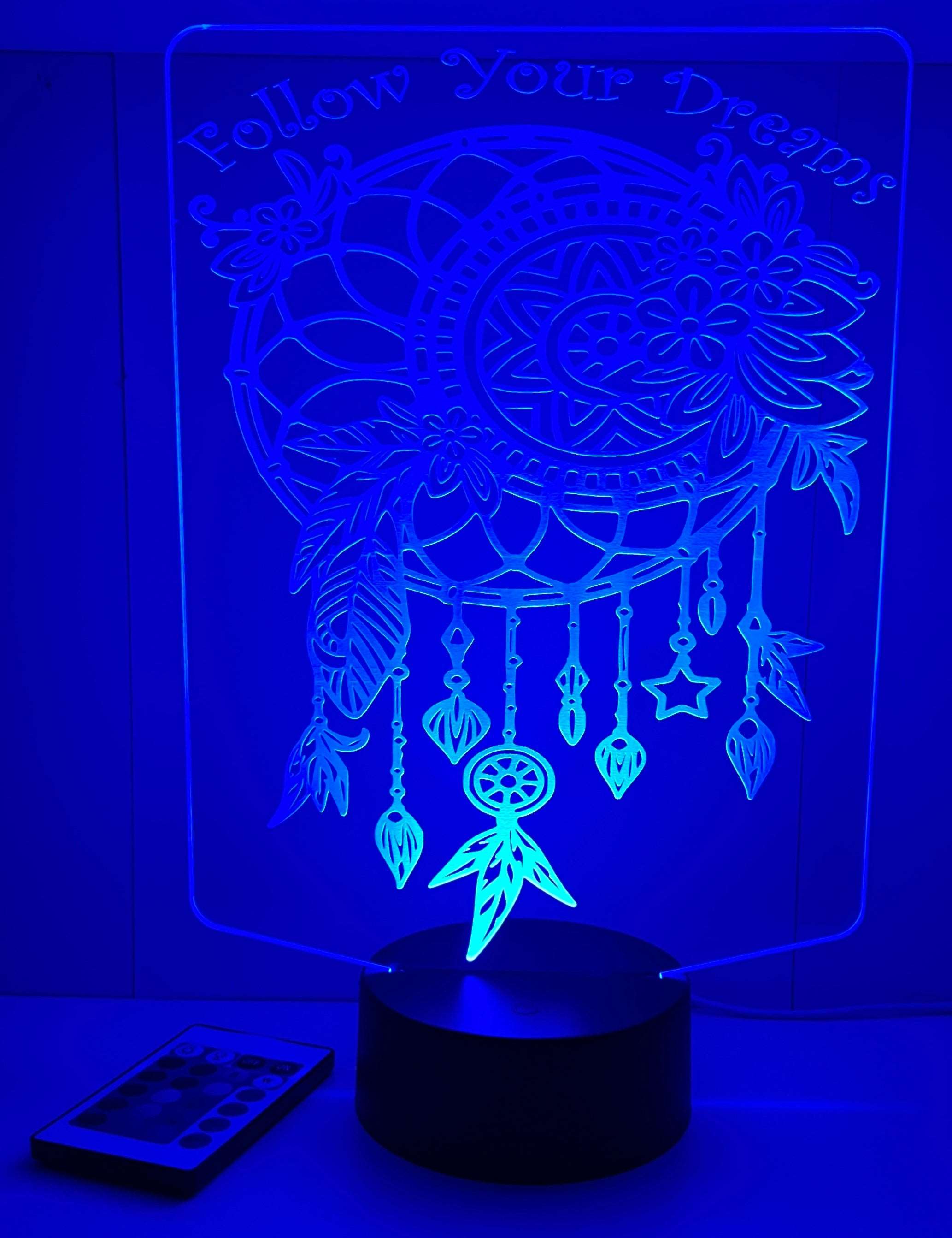 Dream Catcher - Acrylic RGB LED Sign / Lamp - Laser Design Creations