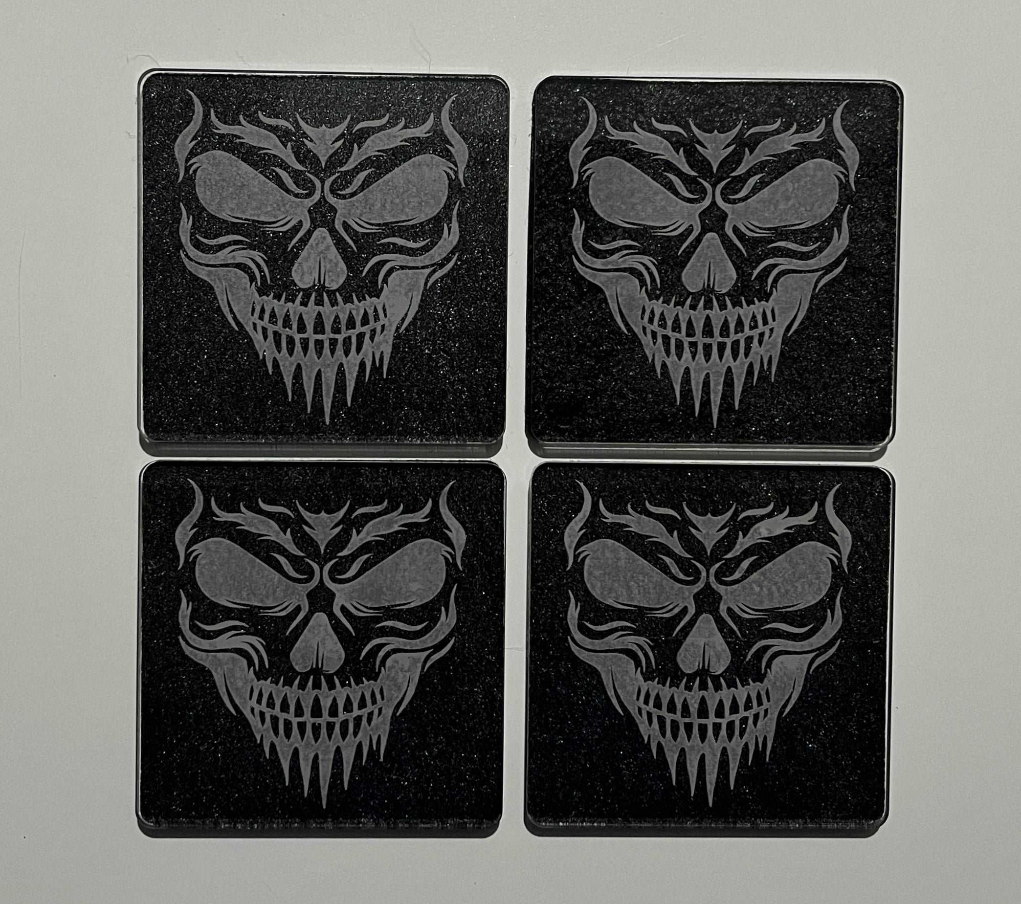 Skull Design - Acrylic Coasters x5 - Laser Design Creations