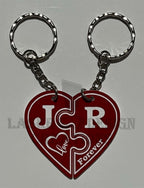 Personalised Initials - Dual Heart Design Keyrings - Laser Design Creations